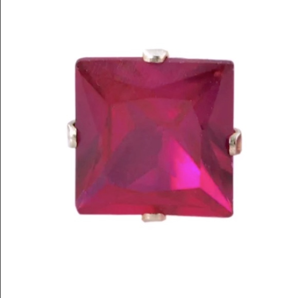 Ruby Square Studs. Lab Created. Sterling Mount .9… - image 6